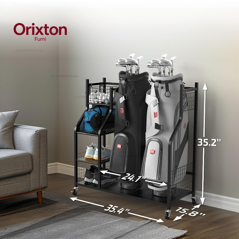 Golf Equipment Garage Storage - رف تخزين حقائب الجولف، حامل عرض