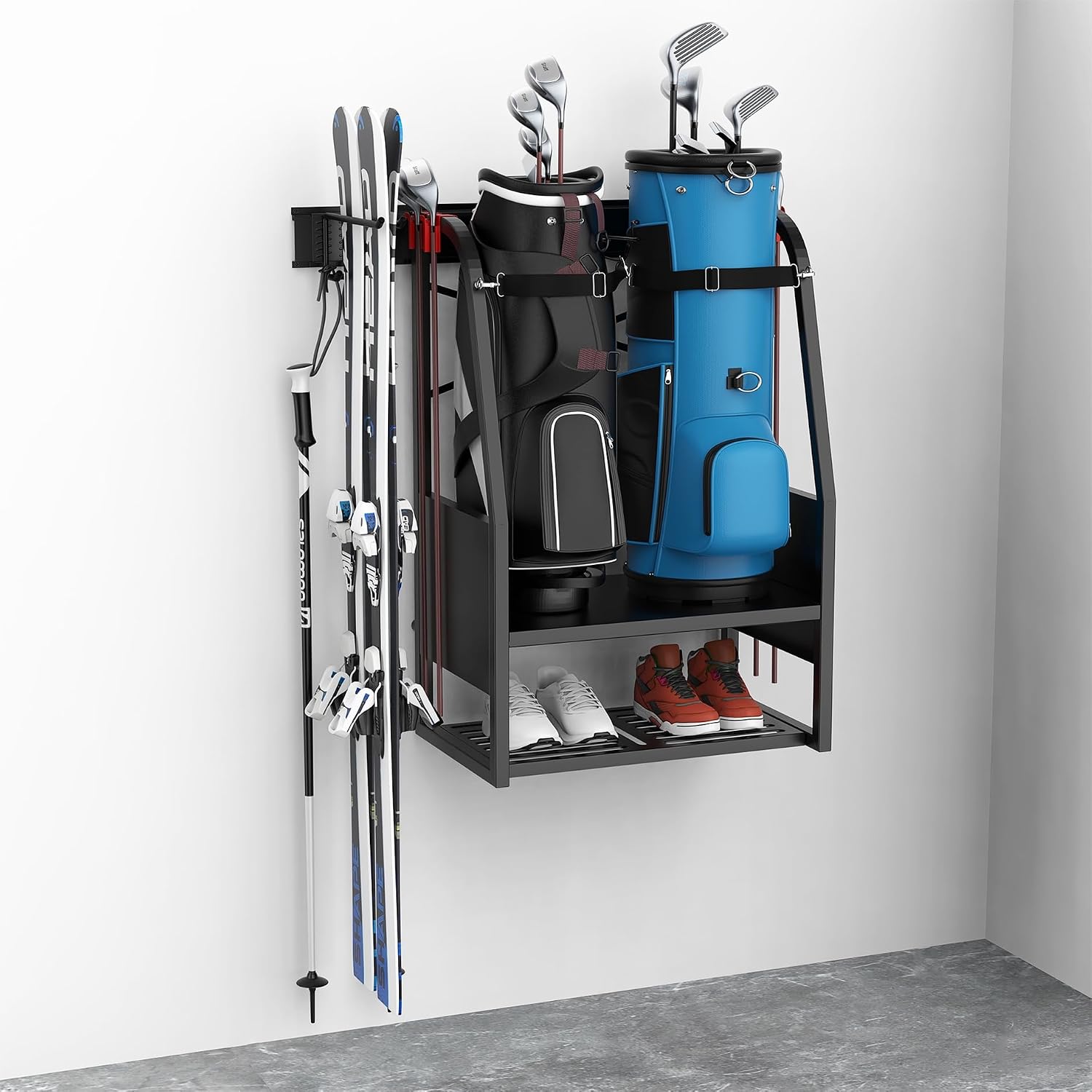Golf Equipment Garage Storage - منظم حقائب الجولف المثبت على الحائط،