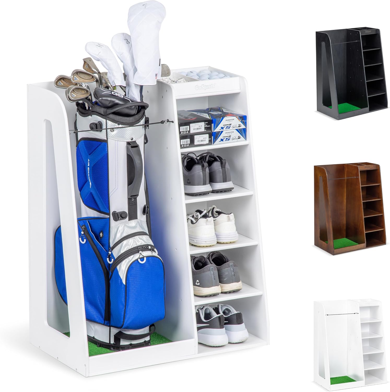 Golf Equipment Garage Storage - رف تخزين خشبي فاخر لحقائب الجولف