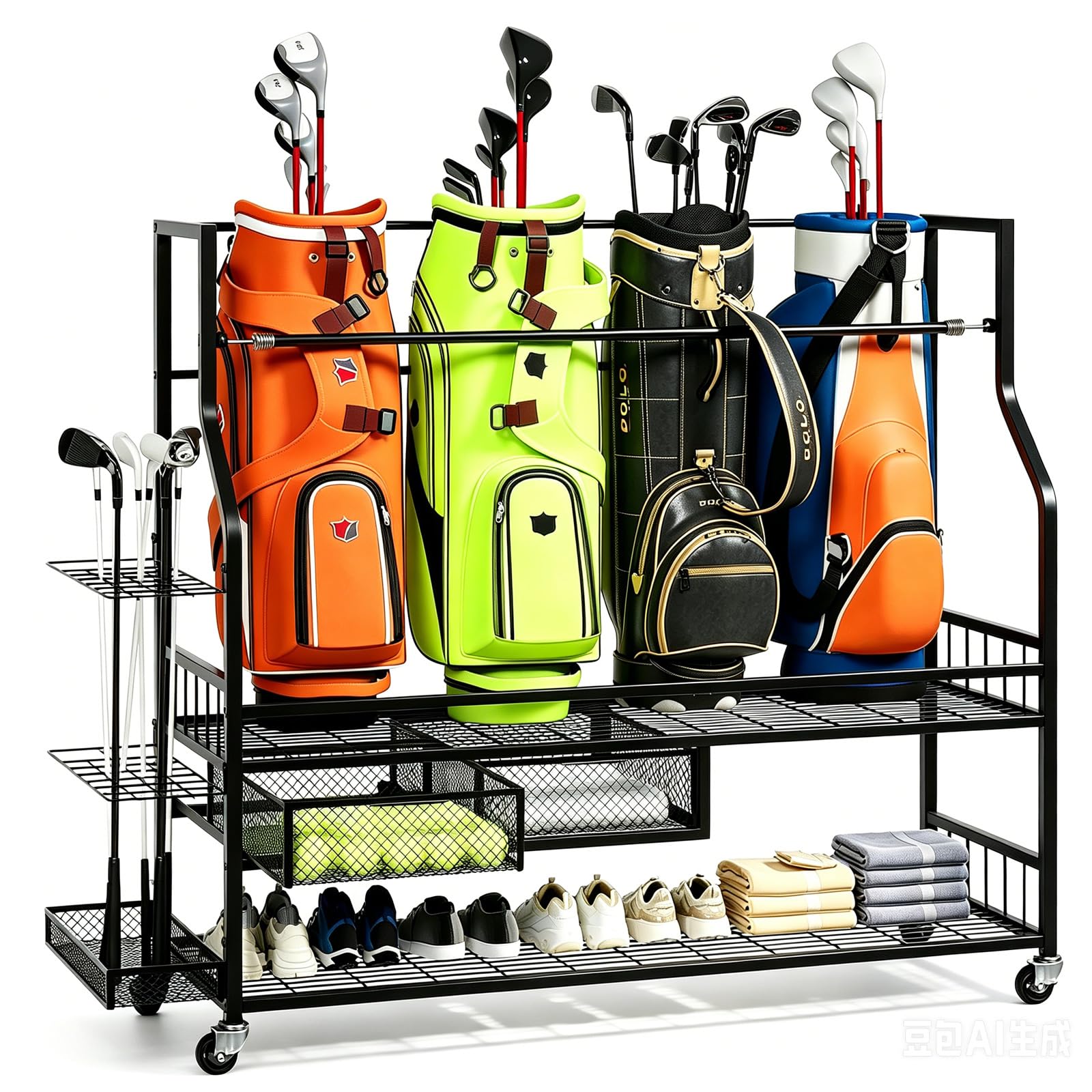 Golf Equipment Garage Storage - منظم تخزين حقائب الجولف للمرآب، حامل