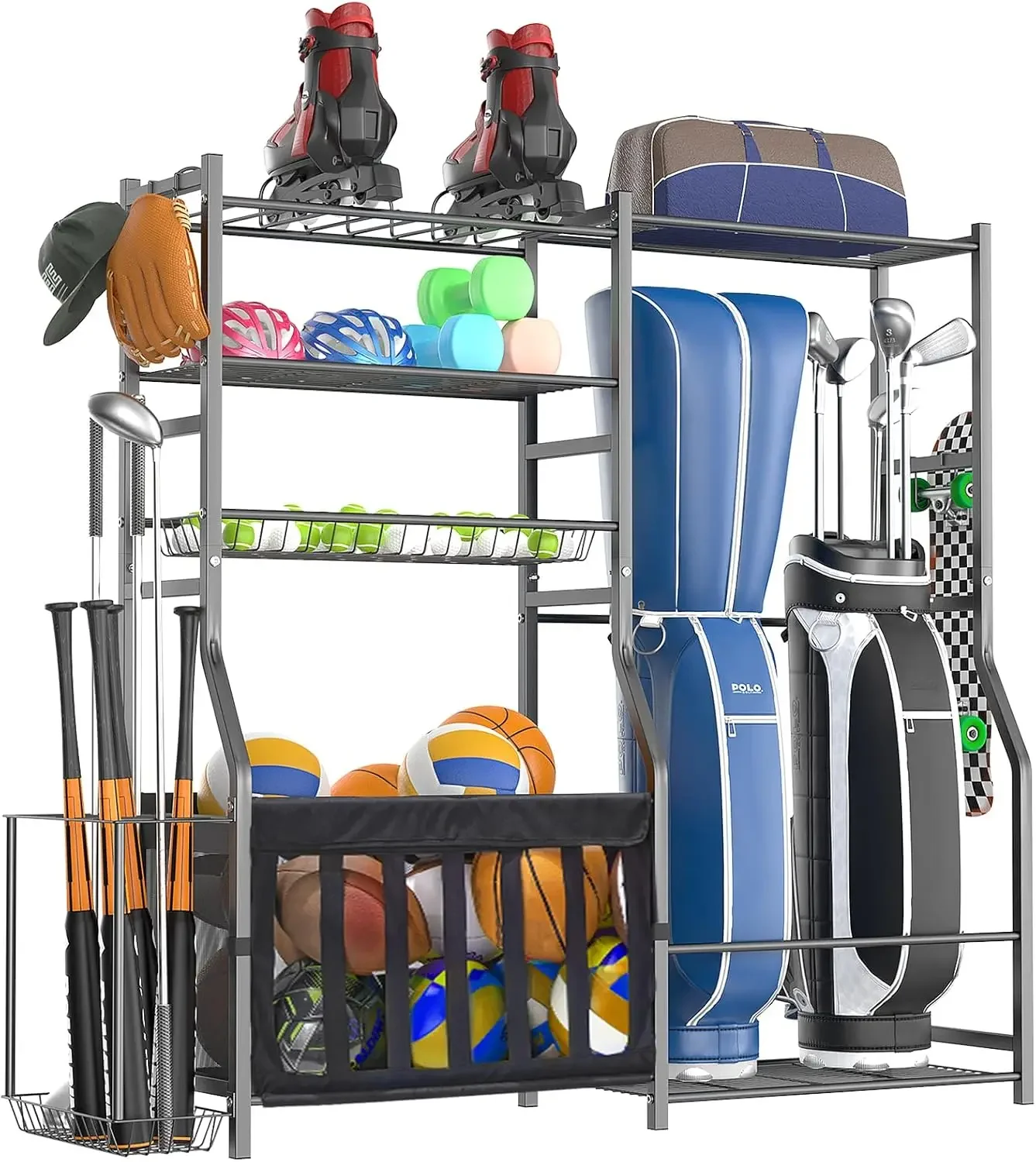 Golf Equipment Garage Storage - منظم معدات رياضية متين للجراج، رف