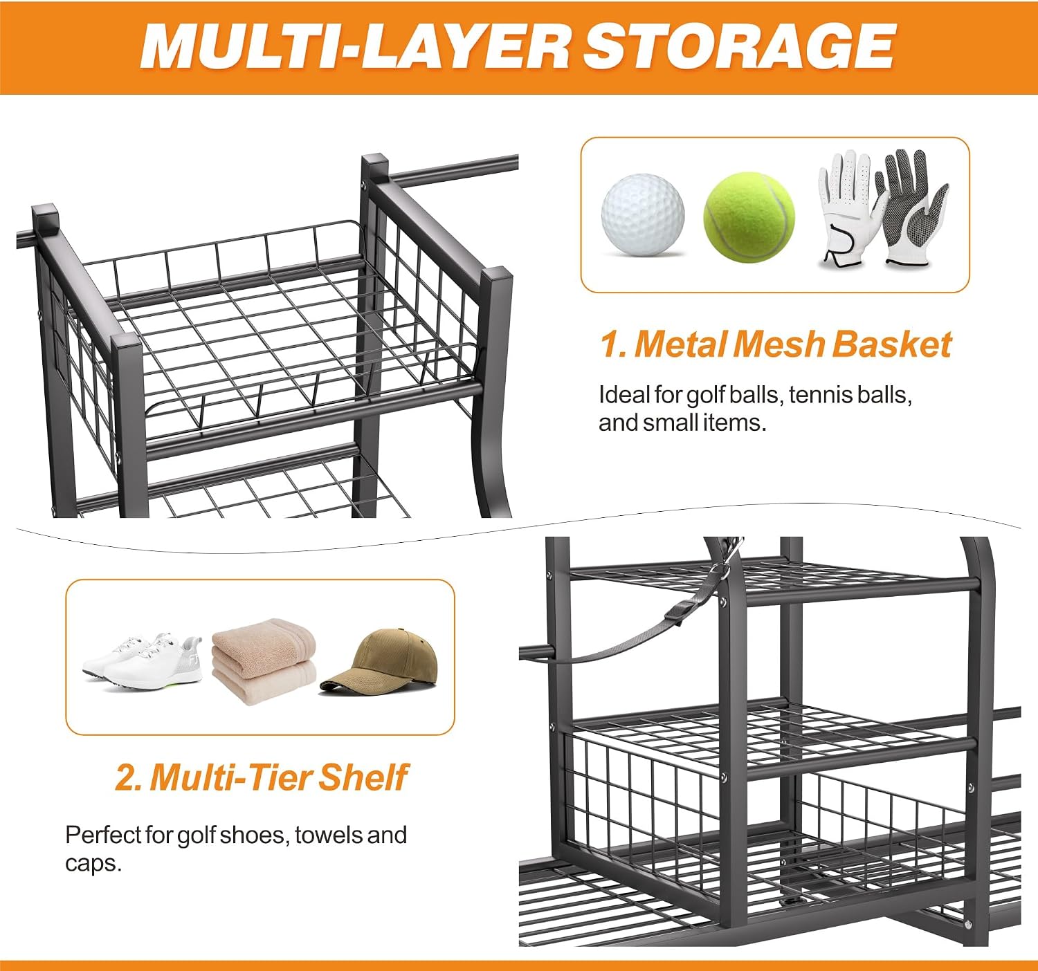 حامل حقيبة الجولف للتخزين، منظ - مراجعة Golf Equipment Garage Storage وسعره