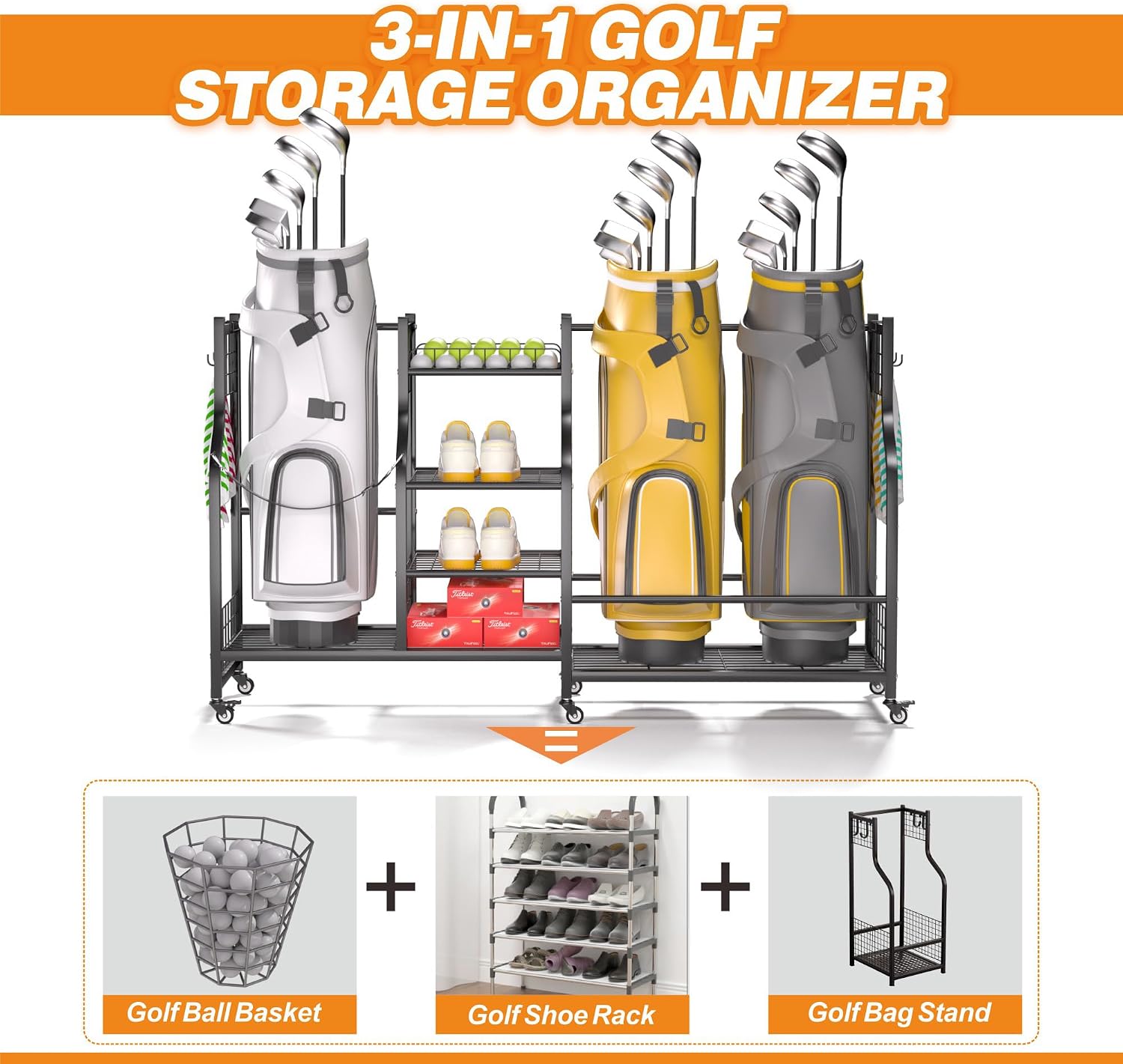 حامل حقيبة الجولف للتخزين، منظ - مراجعة Golf Equipment Garage Storage وسعره