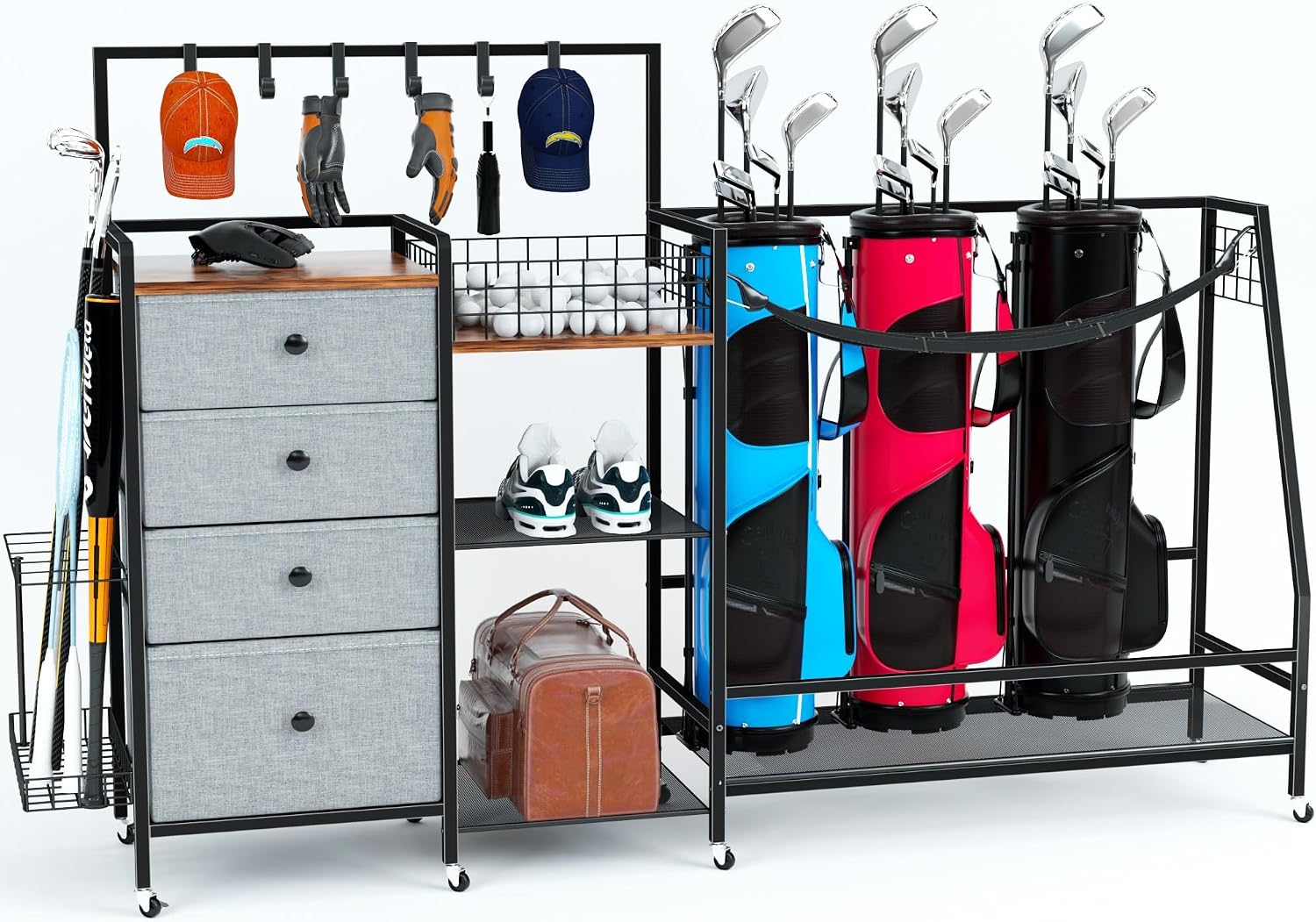 رف تخزين كبير الحجم لحقائب الج - مراجعة Golf Equipment Garage Storage وسعره