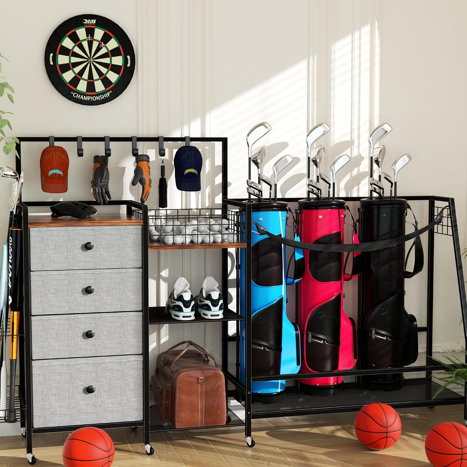رف تخزين كبير الحجم لحقائب الج - مراجعة Golf Equipment Garage Storage وسعره