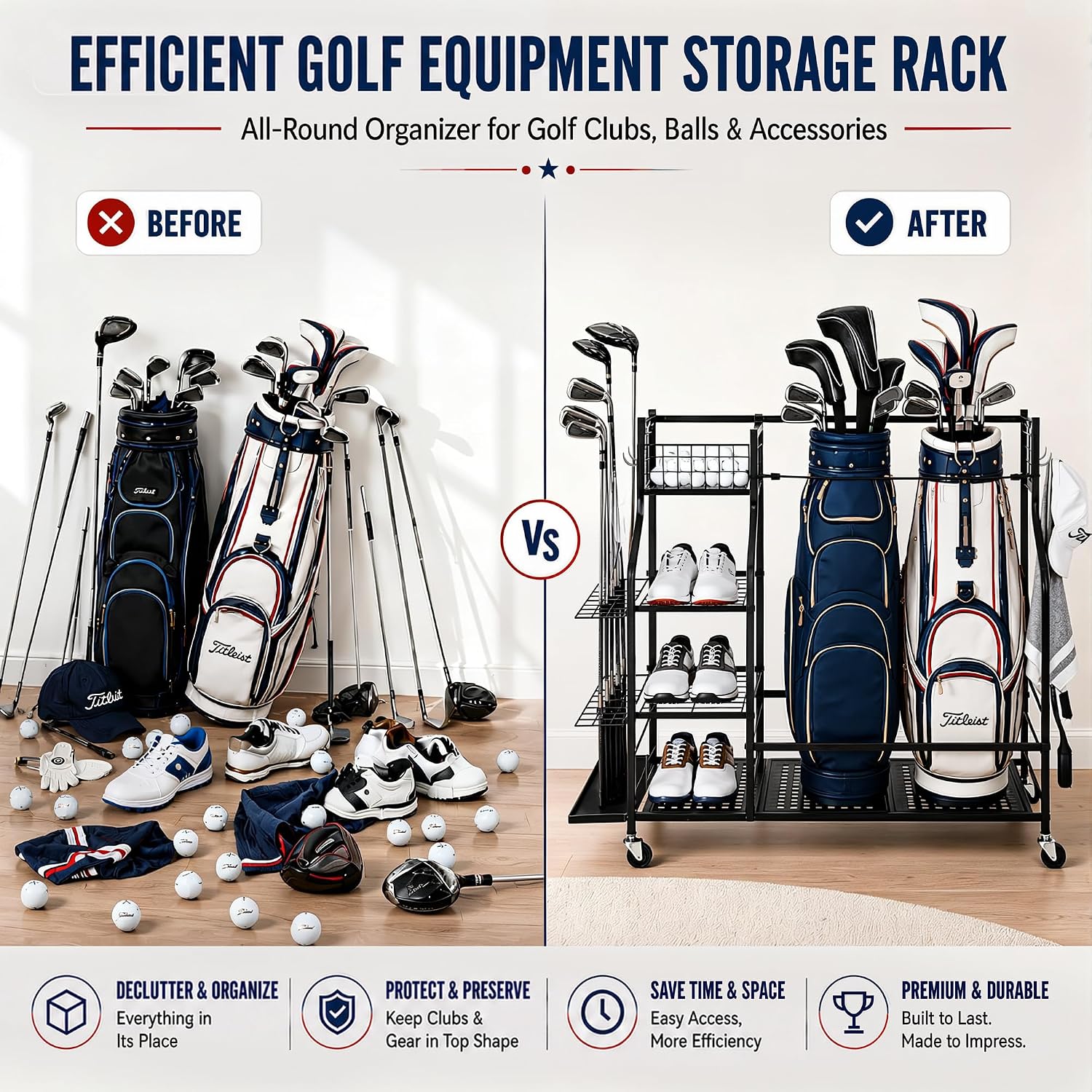 رف تخزين حقائب الجولف شديد الت - مراجعة Golf Equipment Garage Storage وسعره