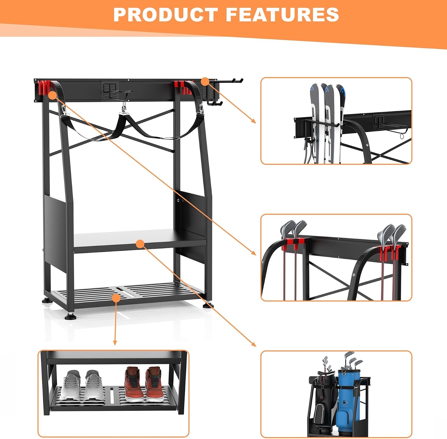 منظم حقائب الجولف المثبت على ا - مراجعة Golf Equipment Garage Storage وسعره