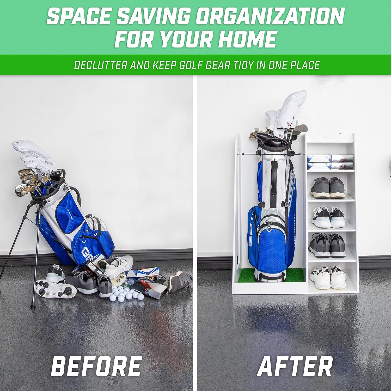 رف تخزين خشبي فاخر لحقائب الجو - مراجعة Golf Equipment Garage Storage وسعره