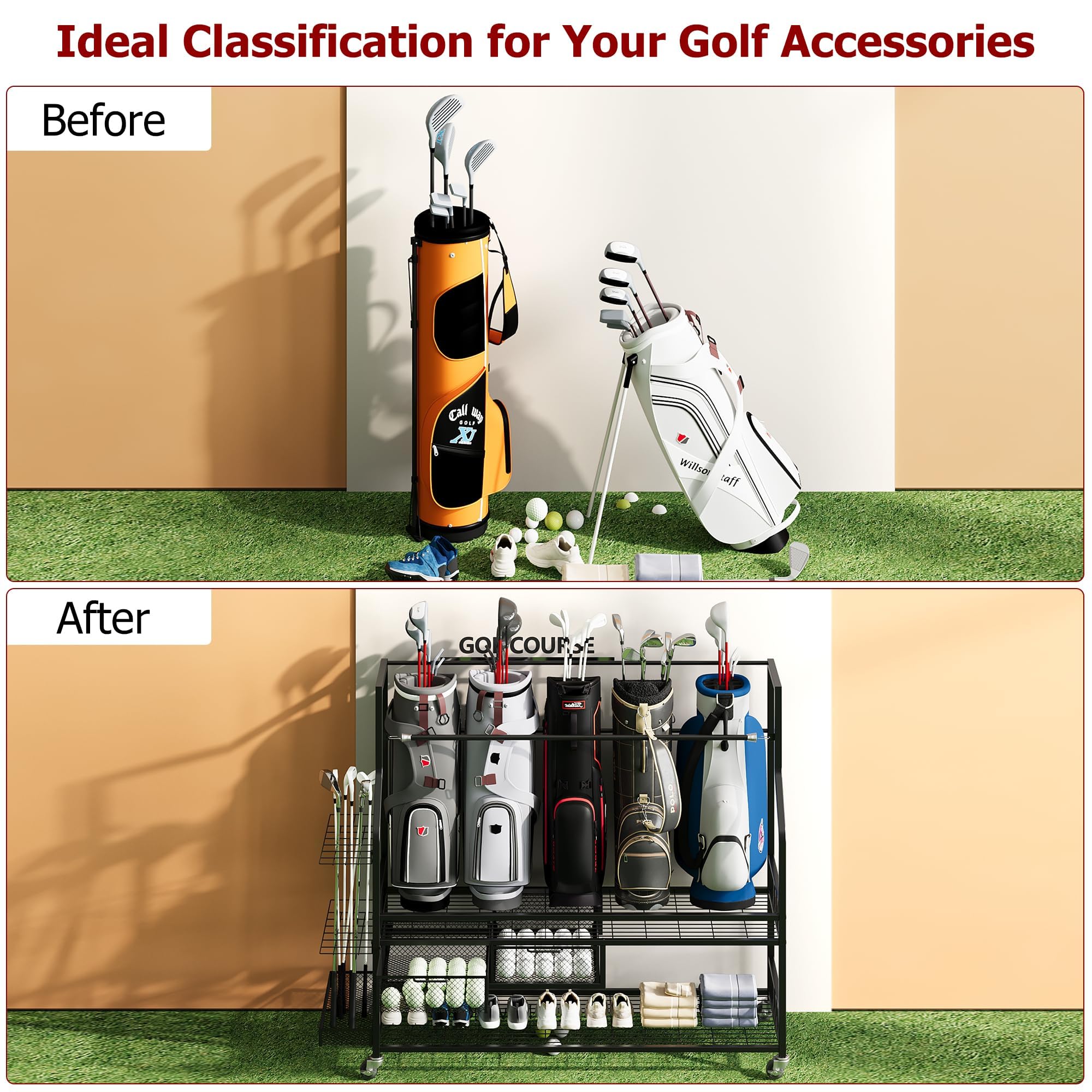 منظم تخزين حقائب الجولف للمرآب - مراجعة Golf Equipment Garage Storage وسعره