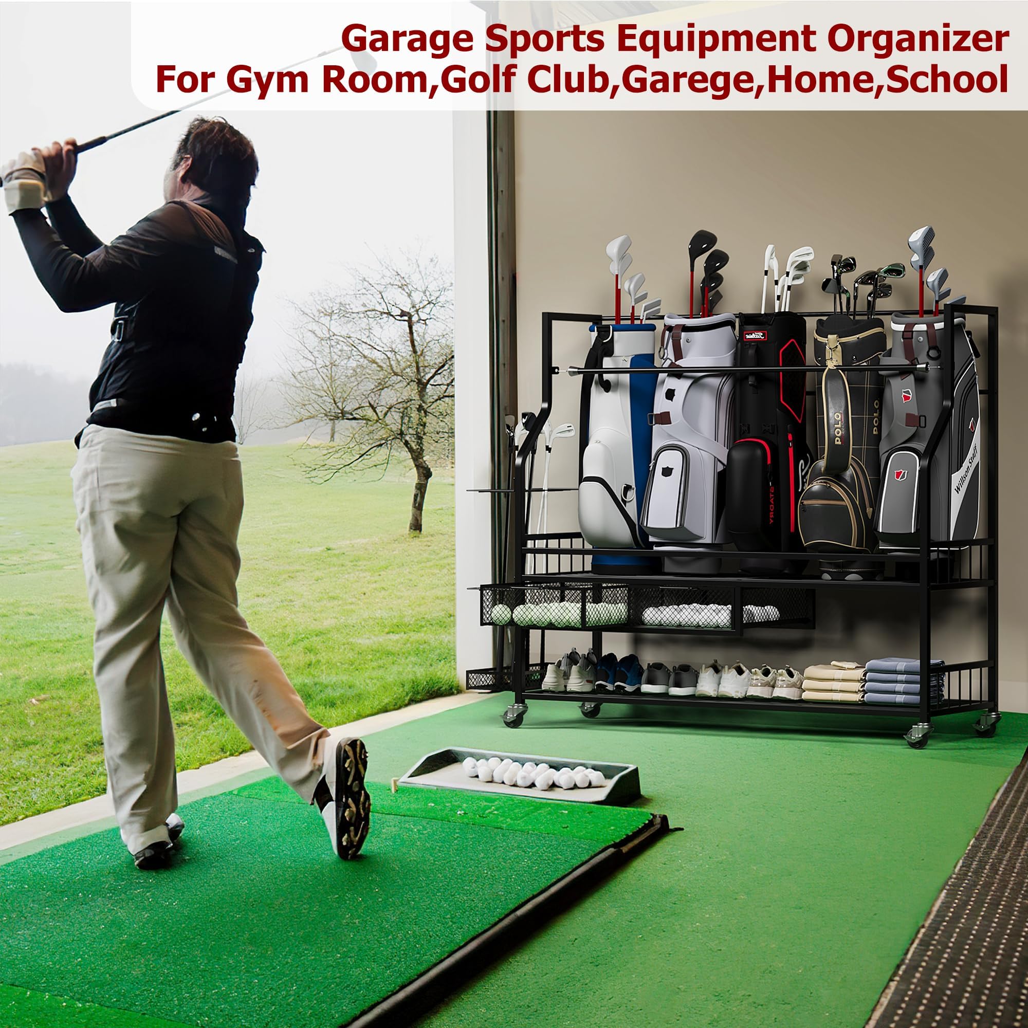 منظم تخزين حقائب الجولف للمرآب - مراجعة Golf Equipment Garage Storage وسعره
