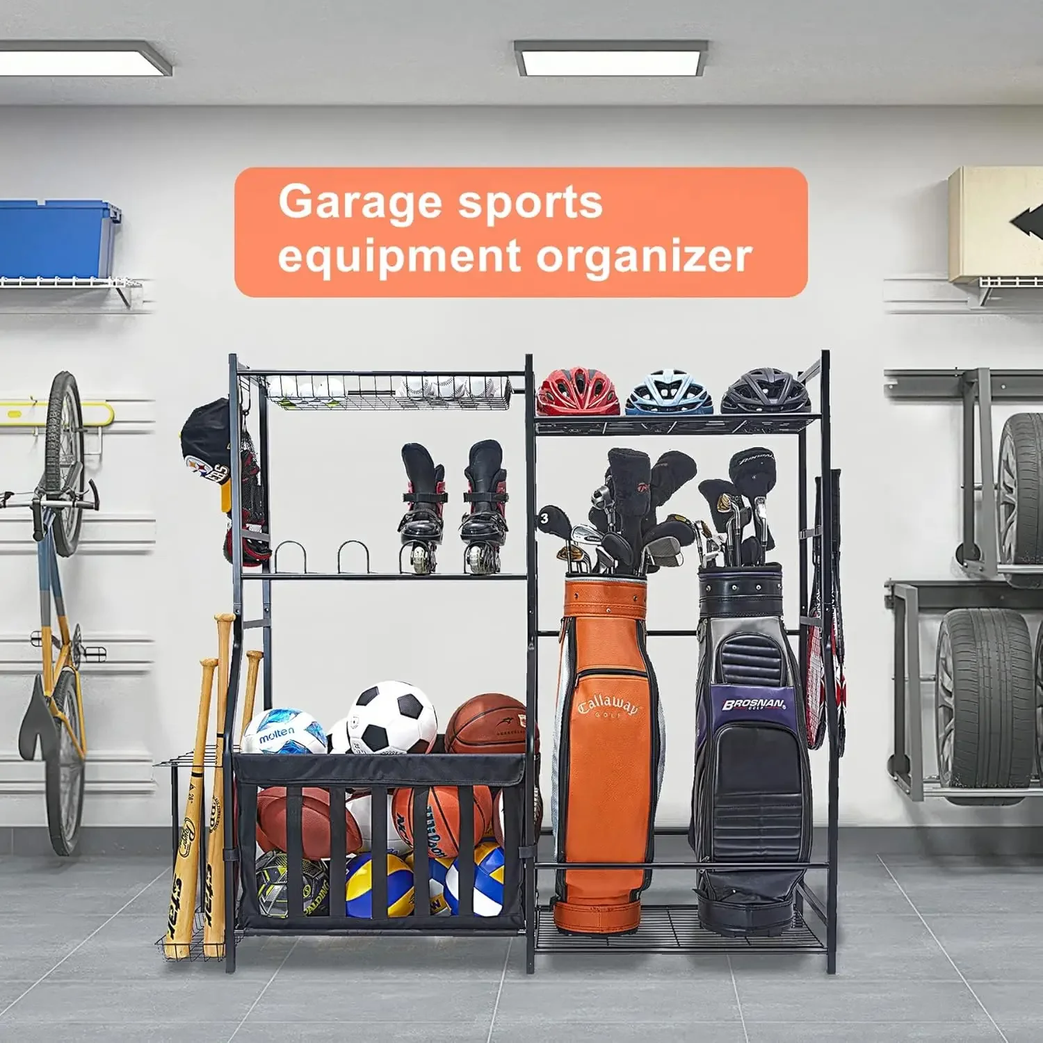 منظم معدات رياضية للجراج، حامل - مراجعة Golf Equipment Garage Storage وسعره