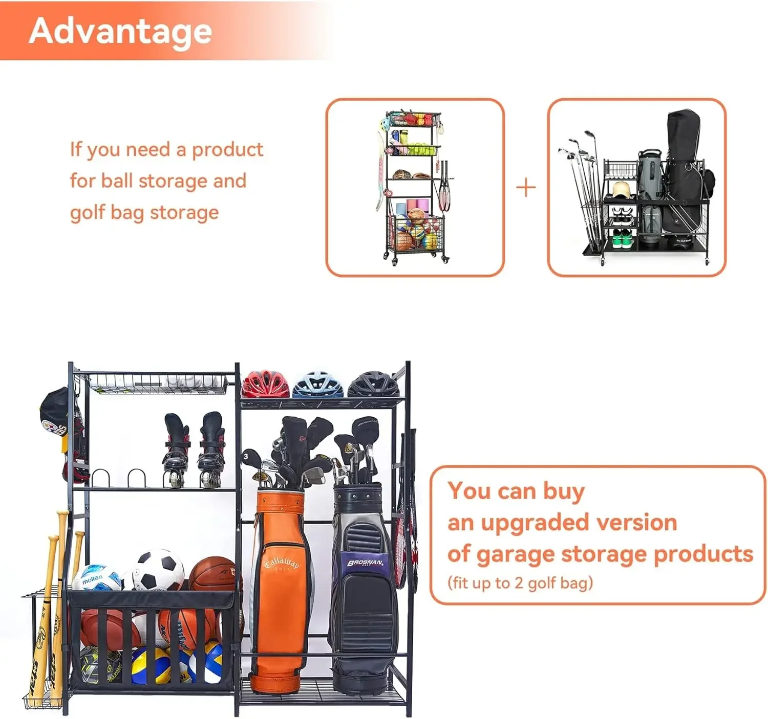 منظم معدات رياضية للجراج، حامل - مراجعة Golf Equipment Garage Storage وسعره