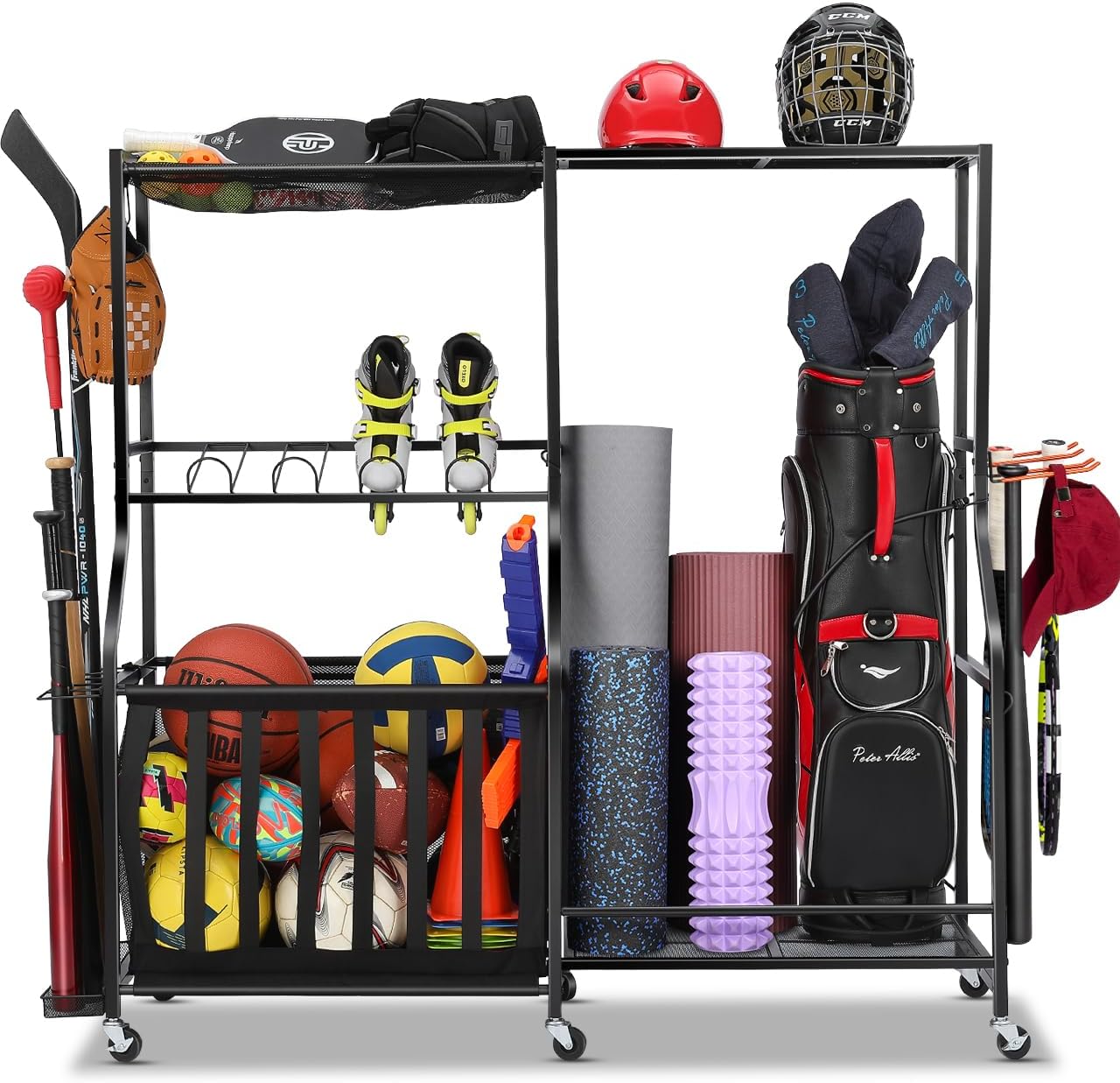 منظم معدات رياضية للجراج بعجلا - مراجعة Golf Equipment Garage Storage وسعره